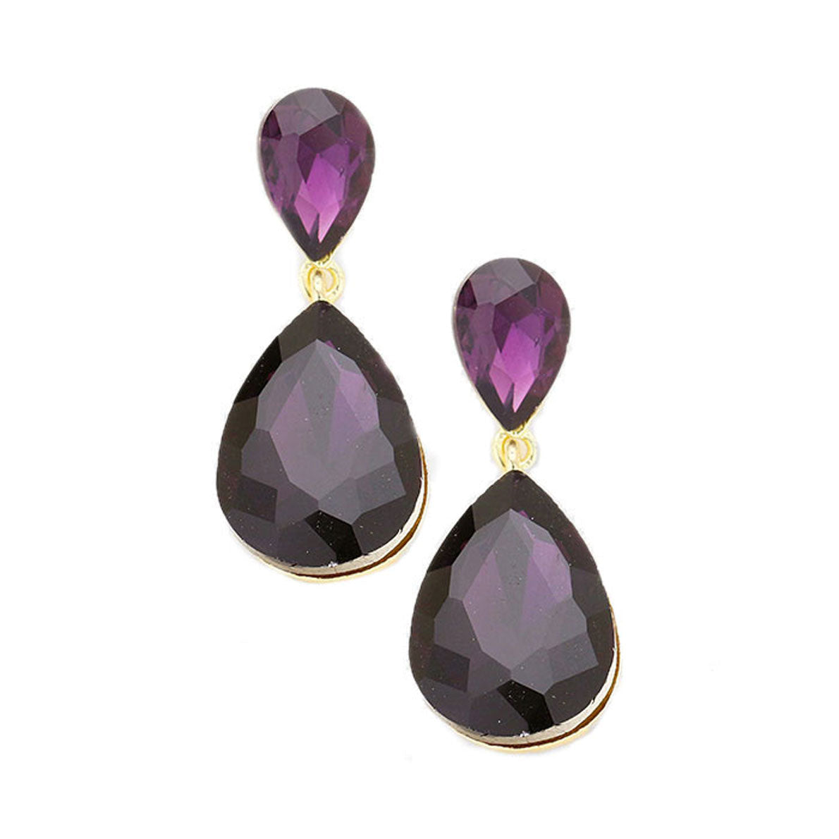 Women's Crystal Double Teardrop Evening Dangle Earrings