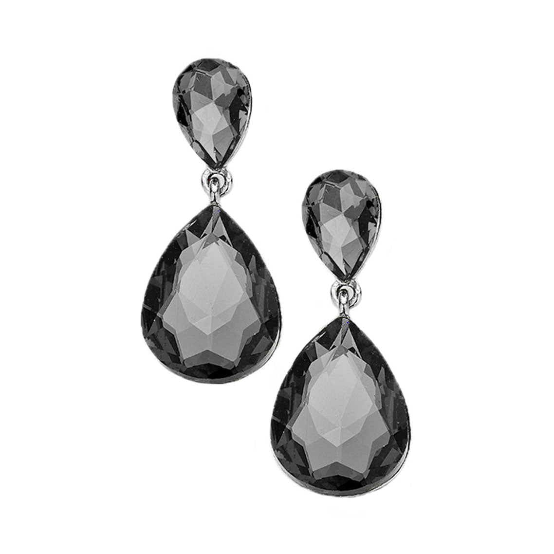 Women's Crystal Double Teardrop Evening Dangle Earrings