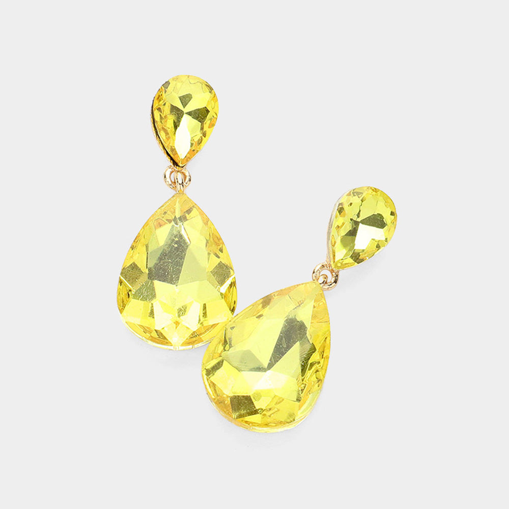 Women's Crystal Double Teardrop Evening Dangle Earrings