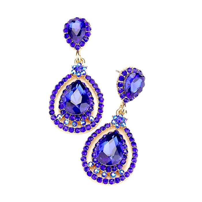 Crystal Rhinestone Teardrop Evening Earrings