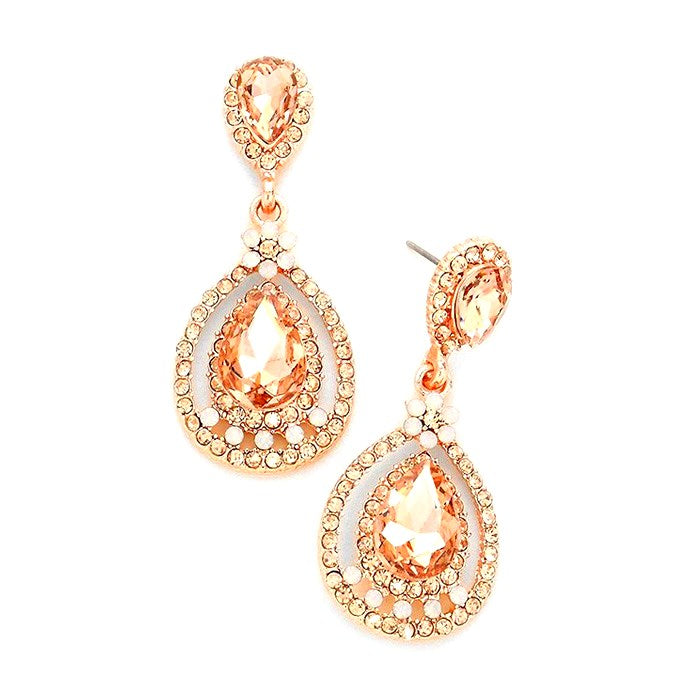 Crystal Rhinestone Teardrop Evening Earrings