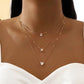 Crystal Zirconia Heart Star Charm Layered Pendant Necklace