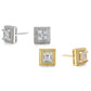 Cubic Zirconia Princess Cable Halo Stud Earrings