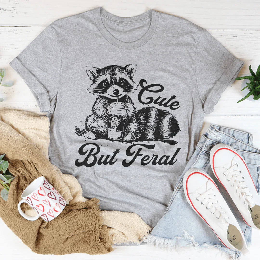 Cheeky Feral Quote Short-Sleeve Tee – "Cute But Feral"