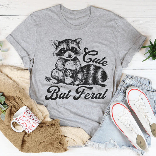 Cheeky Feral Quote Short-Sleeve Tee – "Cute But Feral"