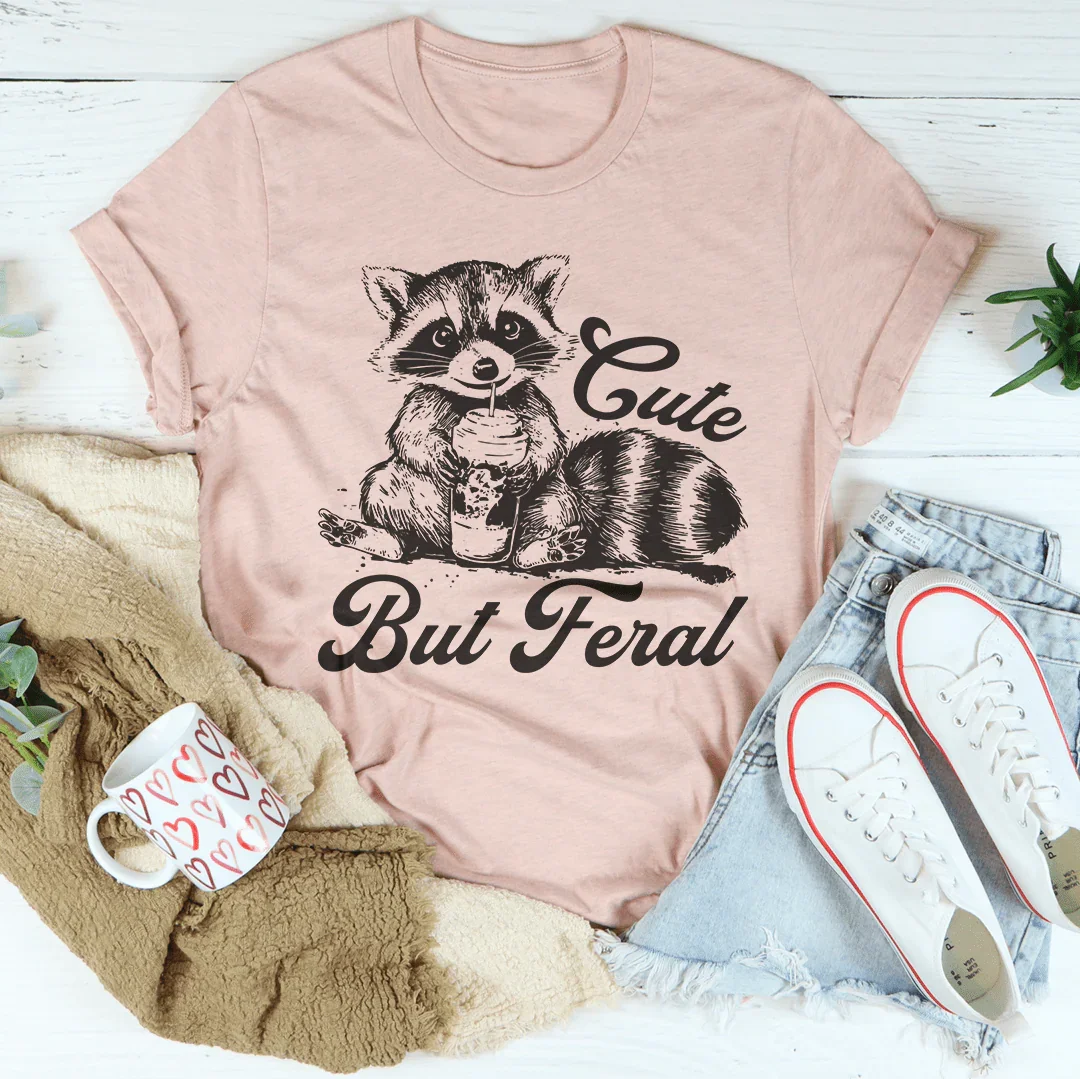 Cheeky Feral Quote Short-Sleeve Tee – "Cute But Feral"