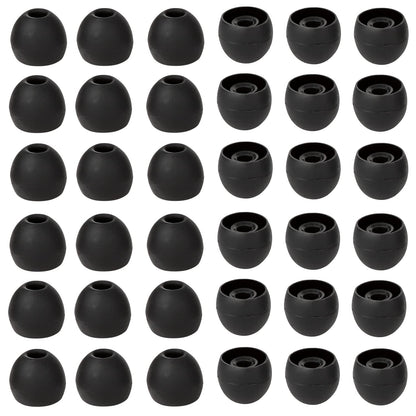 CYADCI 36 Pieces Large Earbud Tips Soft and Comfortable Silicone Earbud Tips Ear Bud Replacement Pieces Silicone Fit Most in-Ear Headphones，Inner Hole 3.8mm -5.5mm，Large Black Earbuds Silicone Tips