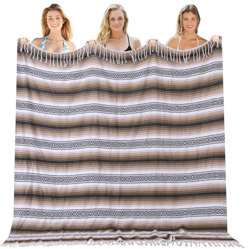 Manta Mexicana Ligera Tipo Serape Manta de Exterior Extra Grande Manta de Picnic Manta de Camping Manta de Playa Toalla Turca A prueba de Arena Regalo de Luna de Miel Secado Rápido Gadgets de Tienda de Campaña Compactos XL 152 cm x 198 cm Menta