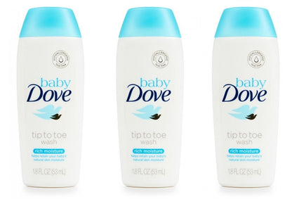 Gel de baño de la cabeza a los pies Baby Dove Sensitive Moisture, tamaño de viaje de 1.8 oz (paquete de 3)