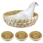 Aemygo 4 Pcs Bird Nest Handmade Woven Small Animal Breeding Nest Bed with Corn Leaves Flat Base Natual Straw Bird House Cage Accessories for Dove Pigeon Parrot Sparrow