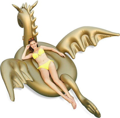 Flotador Gigante Hinchable de Dragón Dorado de 261 cm – Luxy Float