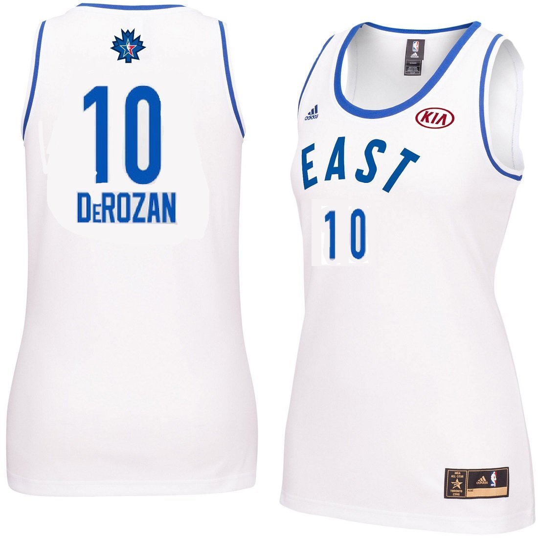 adidas DeMar DeRozan #10 Jersey para Mujer del Partido de las Estrellas de la NBA 2016 de Toronto, Blanca (Mediana)