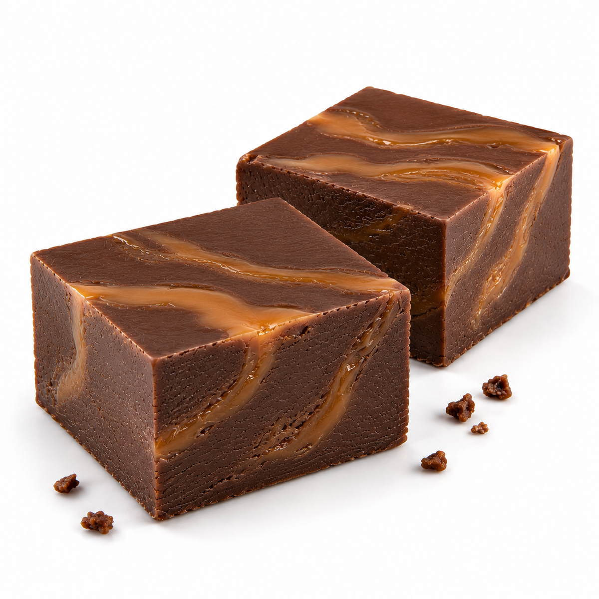 Dark Chocolate Sea Salt Caramel Fudge Squares