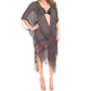Dayna Two Tone Line Long Cover-up Cardigan Poncho Kimono