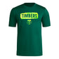 adidas Mens Short Sleeve Pre-Game T-Shirt Dark Green/Portland Timbers 3X-Large