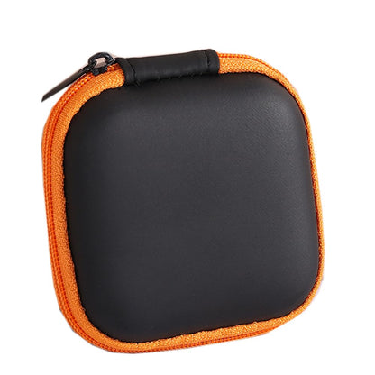 Estuche de transporte para auriculares, estuche para auriculares, soporte de EVA para auriculares para organizador de accesorios de teléfono celular, mini bolsa para auriculares inalámbricos, auriculares Bluetooth, tarjeta de memoria SD (naranja)