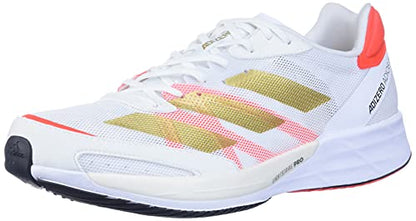 adidas Adizero Adios 6 Running Shoe - Womens FTW White/Gold Metallic/Solar Red 6.5