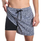 Deco Maze, Surf and Storm Hybrid Short, Compression Lined Swim and Resort Trunk