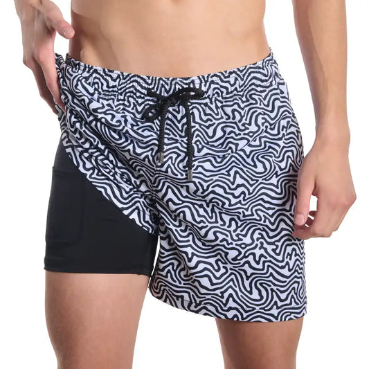 Deco Maze, pantalón corto híbrido Surf and Storm, bañador con forro de compresión y bañador para resort