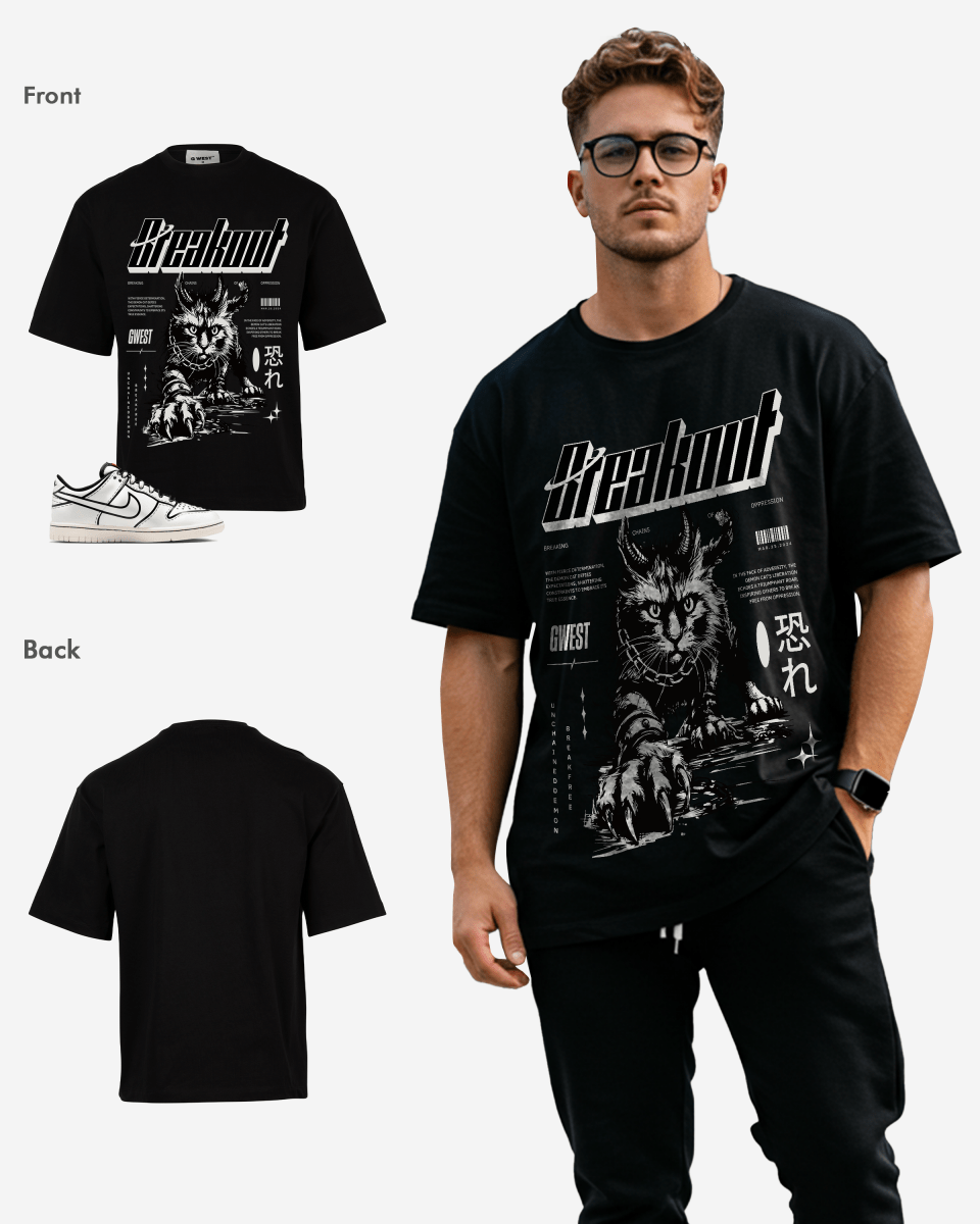 G West Demon Cat Breakout Oversized T-Shirt Mens