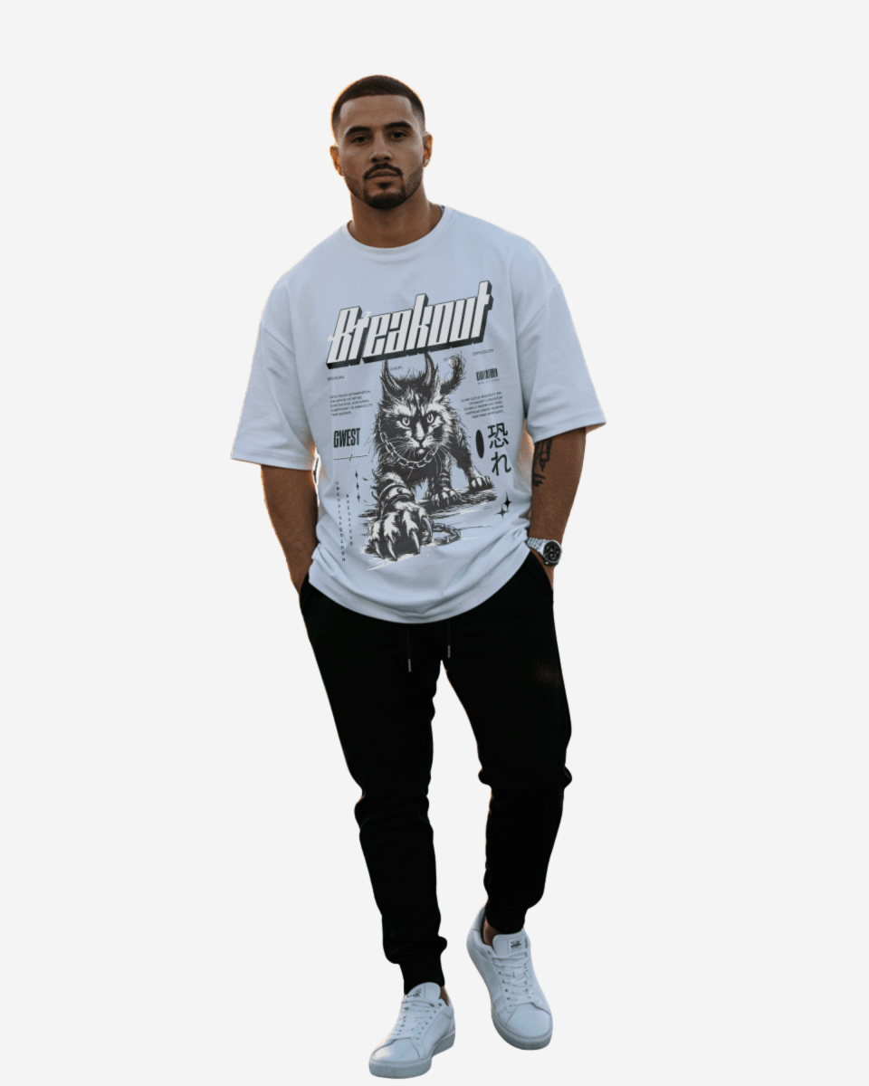 G West Demon Cat Breakout Oversized T-Shirt Mens