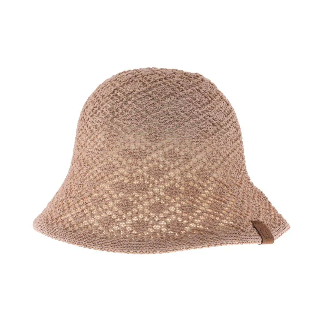 Diamond Lace Knitted Reversible C.C Cloche Bucket Hat