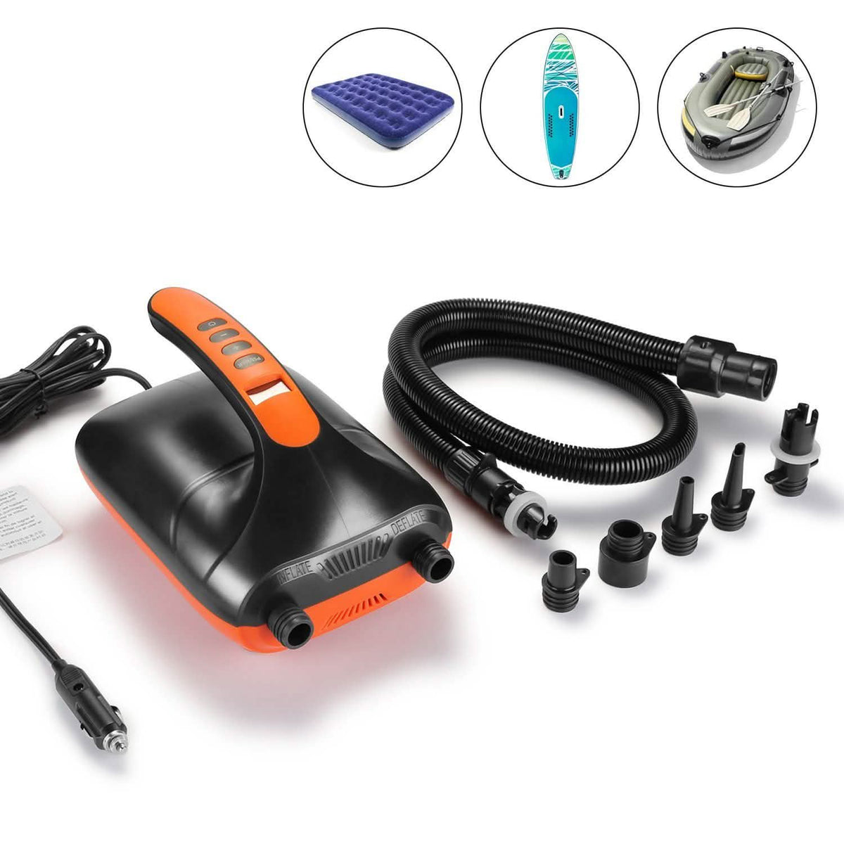Bomba de aire eléctrica digital inteligente de doble etapa y función de apagado automático para tablas de paddle surf, botes inflables y kayaks