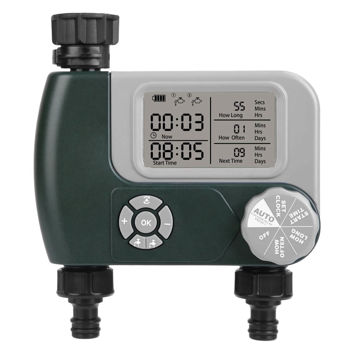 Temporizador de Riego Digital Programable con 2 Zonas de Salida