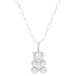 Dipped CZ Embellished Metal Bear Pendant Necklace