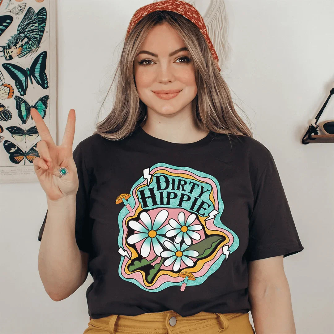 Boho Retro Vibe Shirt – "Dirty Hippie" Vintage Graphic Tee