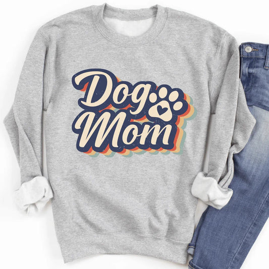 "Dog Mom" – Cozy Pet Lover Fleece Crewneck Sweatshirt