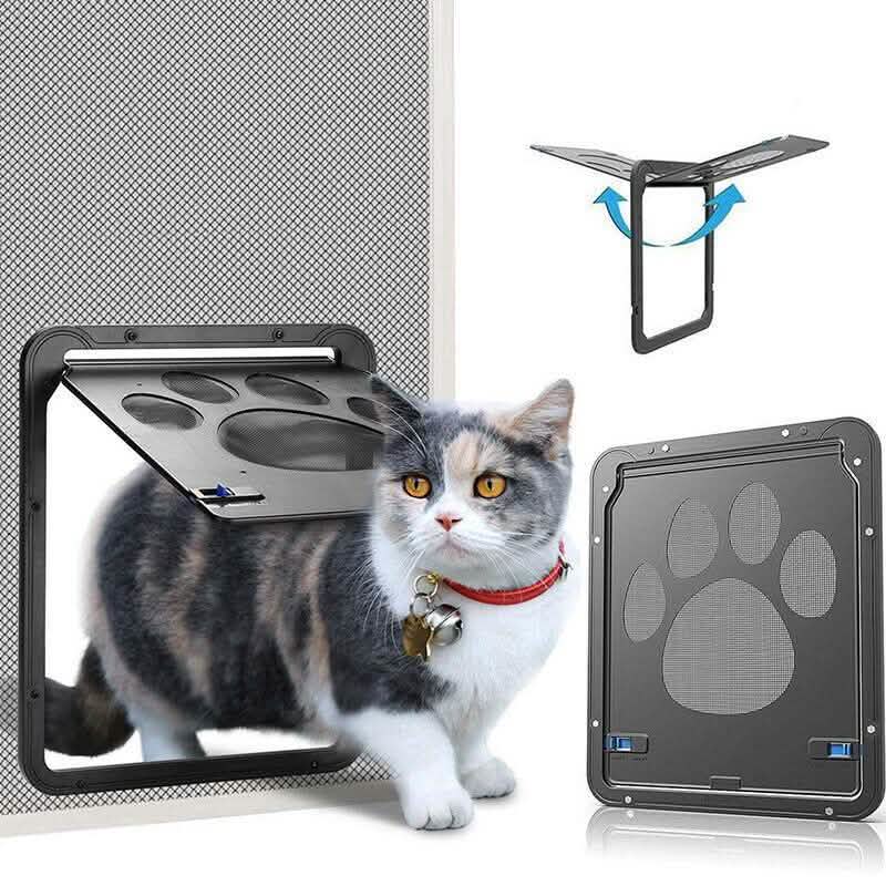 Protector automático magnético deslizante con solapa de bloqueo para puerta de pantalla pequeña para perro o gato