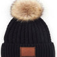 Double Braided Knit Faux Fur Pom C.C Beanie