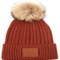 Double Braided Knit Faux Fur Pom C.C Beanie