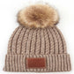 Double Braided Knit Faux Fur Pom C.C Beanie