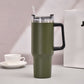 40oz Handle Car Cup with pipette stainless Steel insulated Cold beer cup portable ice cup with handle; Insulated Reusable Leakproof Stainless Steel Water Bottle Travel Mug Iced Coffee Cup