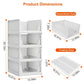 Paquete de 4 cajas organizadoras de plástico para armarios, contenedores de almacenamiento plegables, cajones apilables con riel deslizante, cesta de almacenamiento extraíble para sala de estar, dormitorio, armario, color blanco