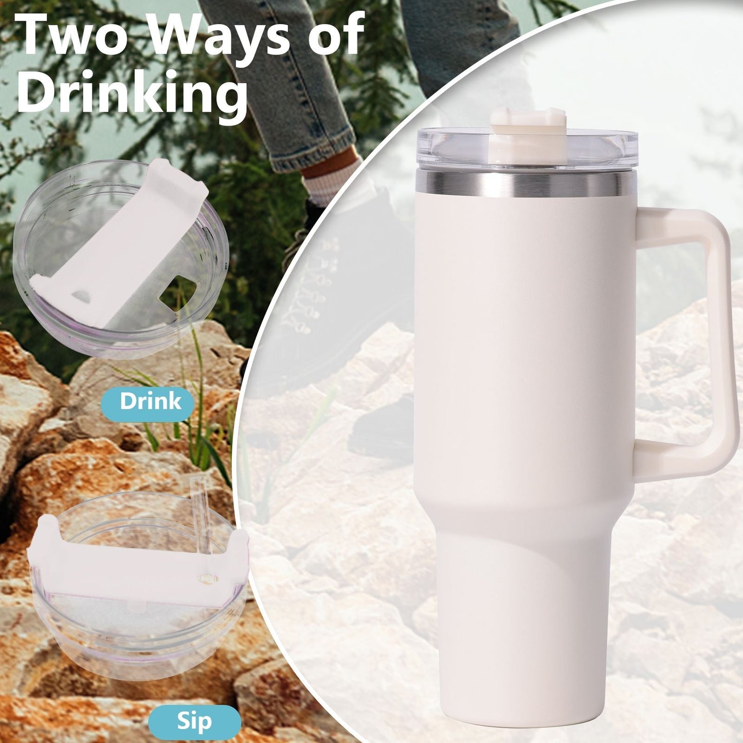 40oz large capacity tumbler, With Handle And Straw Lid, Insulated Reusable Stainless Steel Water Bottles Travel Mug Coffee Cup car cup water cup For Men Women Outdoor Camping Driving,  gift