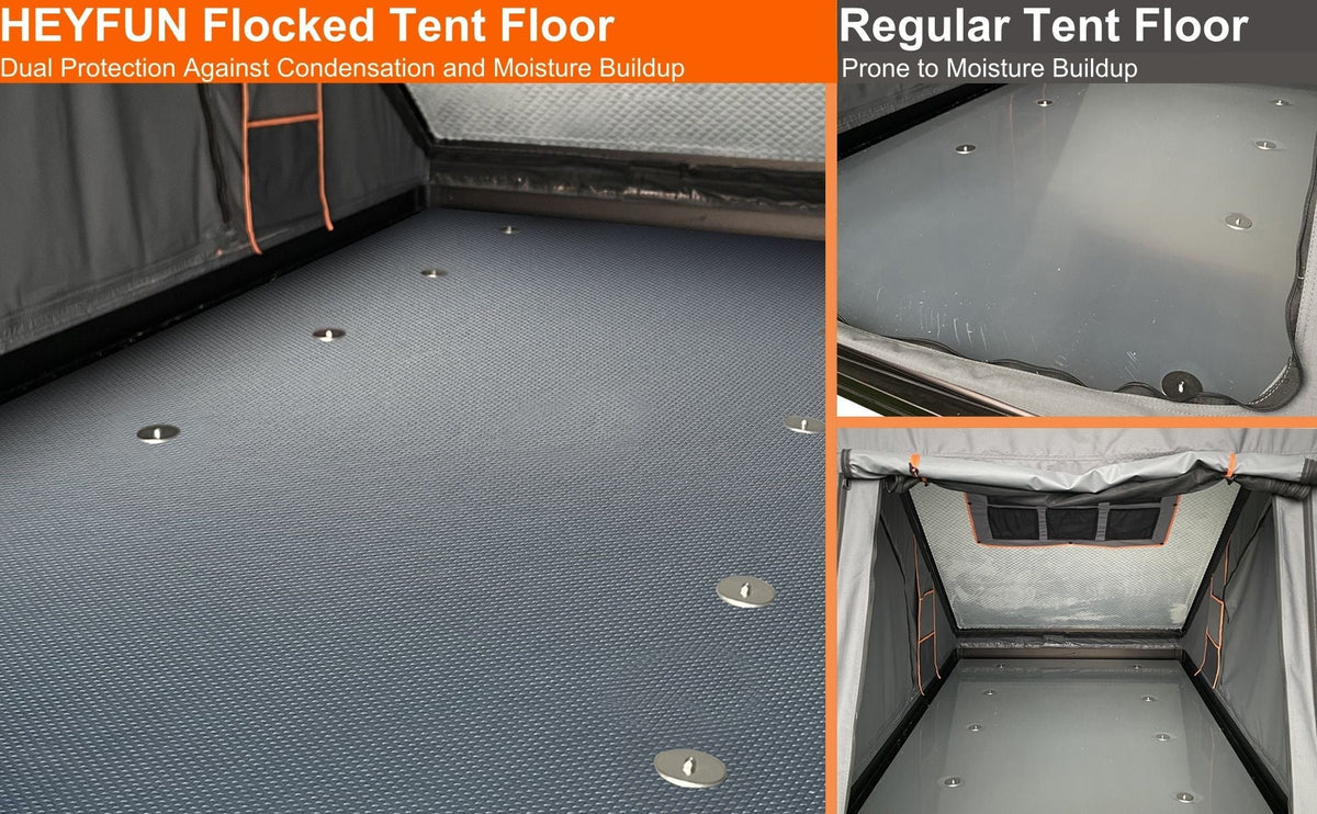 Explorer Plus Tienda de Techo Rígida con Toldo Lateral, Salida de Aire Acondicionado con Soporte, Portaequipajes y Cortina de Lluvia de Malla Reemplazable, Tienda para Caja de Camioneta para Camping, Tienda de Techo para SUV con Apertura Automática