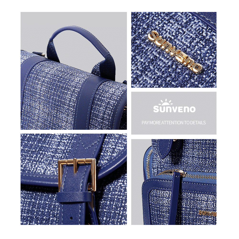 SUNVENO Mochila para pañales, bolso cambiador de bebé, bolsos de tweed para pañales de bebé, multifunción, impermeable para viajes