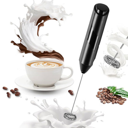 Milk Frother, Handheld Electric Blender stick, Drink Mixer with F ood G rade Stainless Steel Stirrer, Battery Operated Foam Maker for Coffee, Cappuccino, Frappe, Matcha, Hot Chocolate Latte