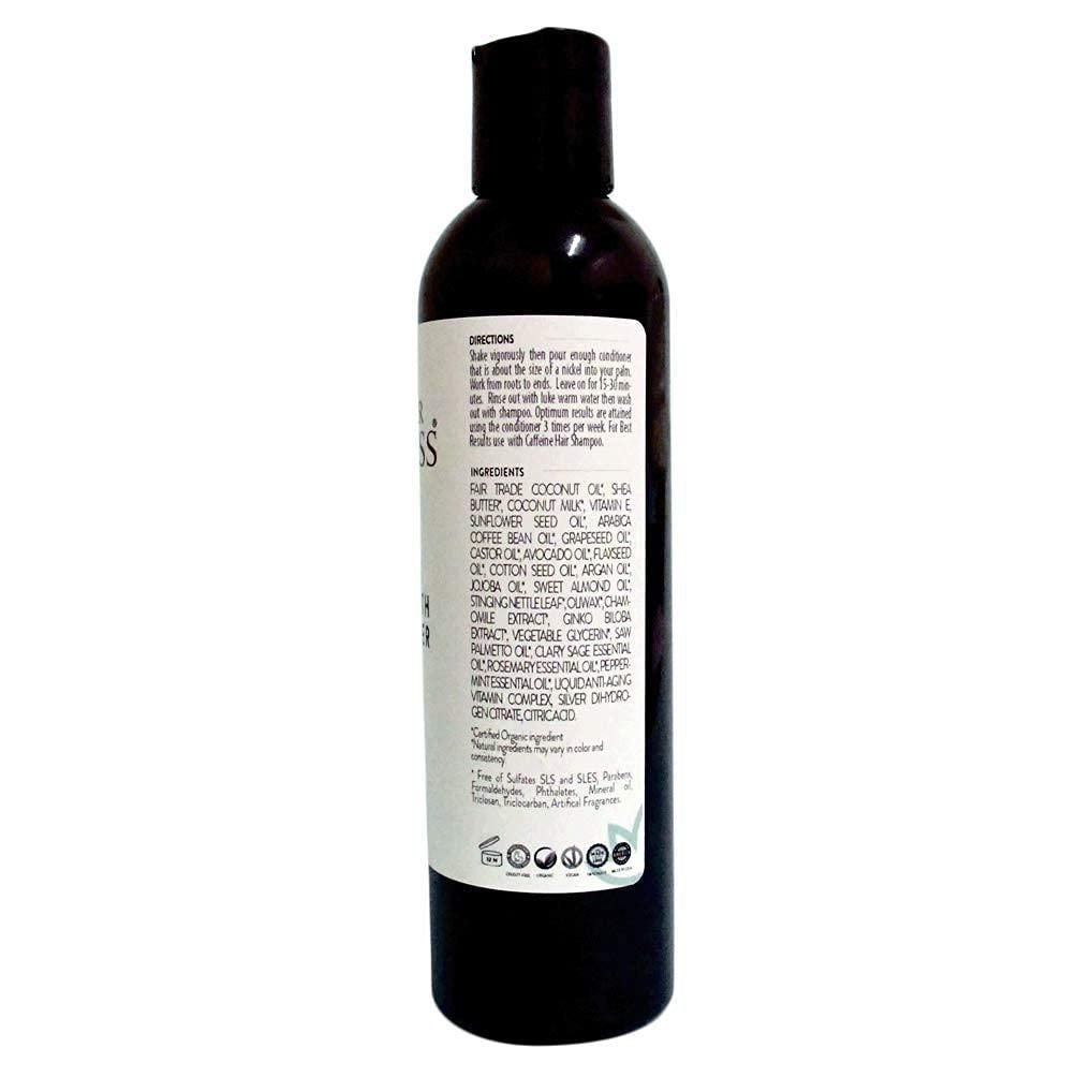 Mascarilla acondicionadora con cafeína orgánica, fórmula natural para el crecimiento del cabello, para un cabello más largo, fuerte y saludable, 236 ml
