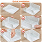 Paquete de 4 cajas organizadoras de plástico para armarios, contenedores de almacenamiento plegables, cajones apilables con riel deslizante, cesta de almacenamiento extraíble para sala de estar, dormitorio, armario, color blanco