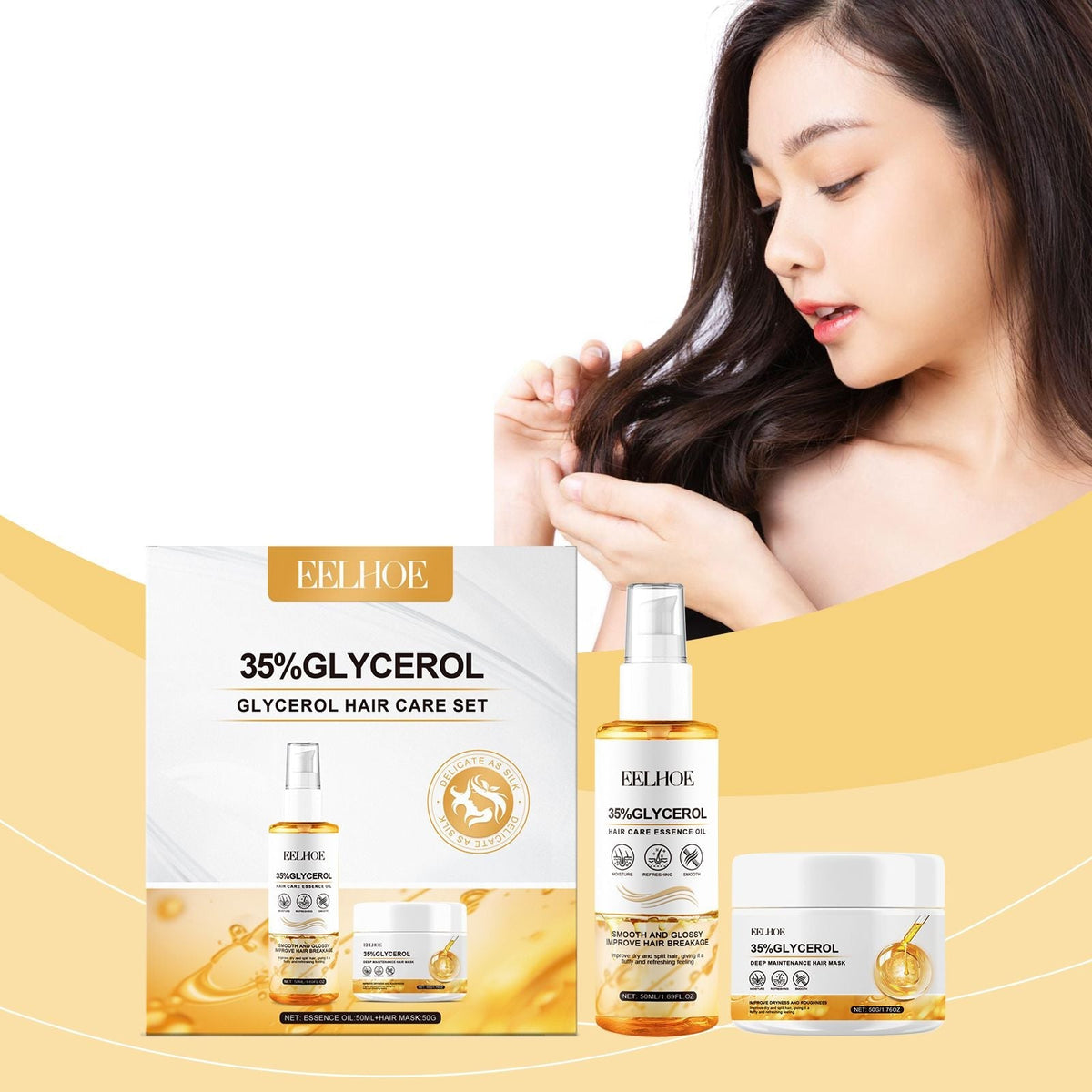EELHOE Glicerina Nutritiva para el Cuidado del Cabello, Set para Reparar el Cabello Seco y para la Hidratación del Cabello