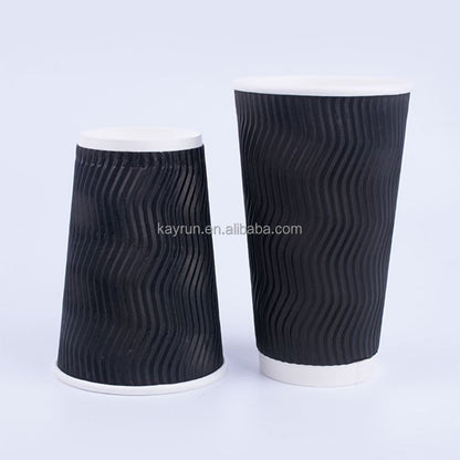 50PCS 8oz 12oz 16oz Custom Printed E co F riendly Triple Ripple Wall cup 3 Layer Disposable hot drink Coffee Paper Cups