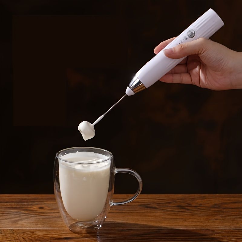 1 Espumador de Leche con Soporte Batidor Eléctrico de Mano con Velocidades; Batidora; Espuma de Leche; Minibatidora y Batidora de Café para Espumar Batidos; Latte;