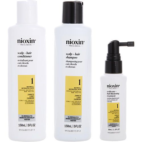 NIOXIN by Nioxin SET-3 PIECE FULL KIT SYSTEM 1 WITH CLEANSER SHAMPOO 5 OZ & SCALP THERAPY CONDITIONER 5 OZ & SCALP TREATMENT 1.7 OZ