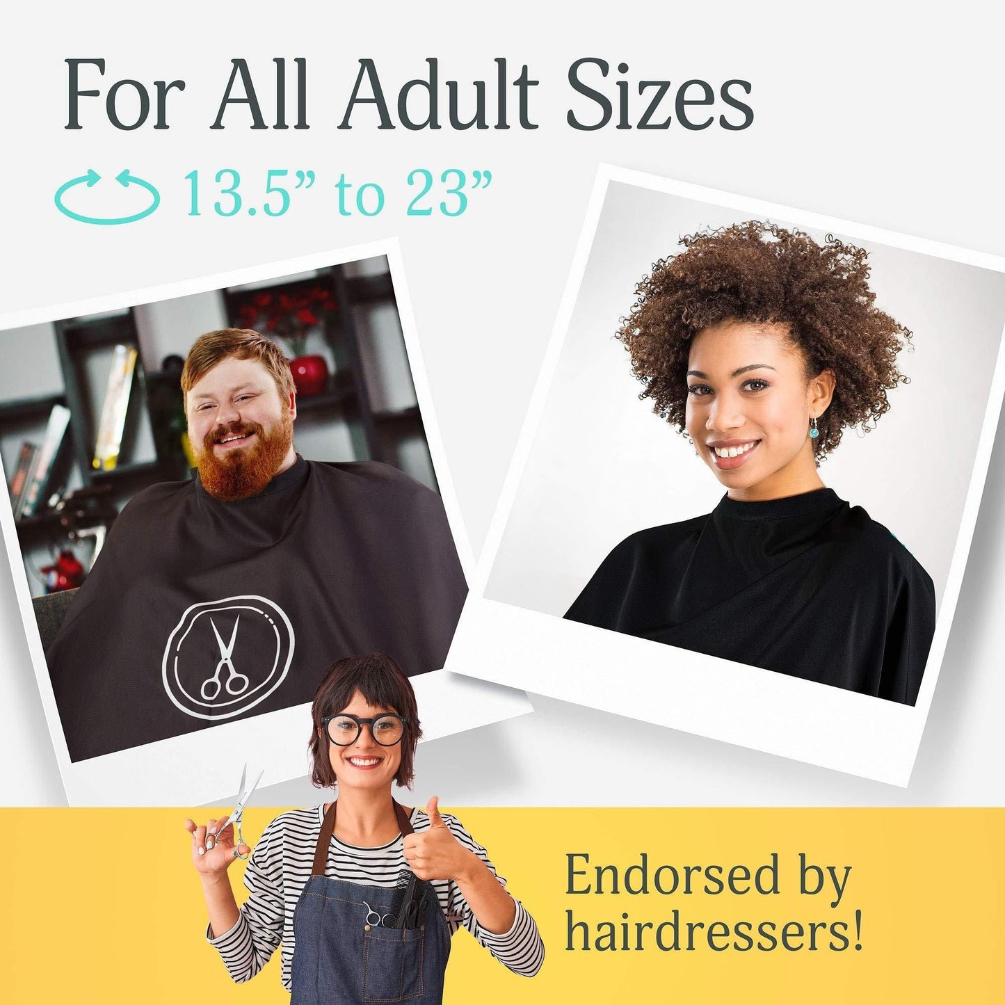 Capa de barbero profesional, grande, para cortar el pelo, con cierre a presión, 168x145 cm, unisex, para adultos, bata de corte de pelo, resistente al agua