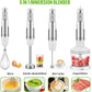 Hand Blender, 5 in 1 Multi-Purpose Immersion Blender set, 1100 watts 12 Adjustable Speed Stick Blender, 600ml Beaker, 500ml Food Processor Container, Egg Whisk, Milk Frother, White