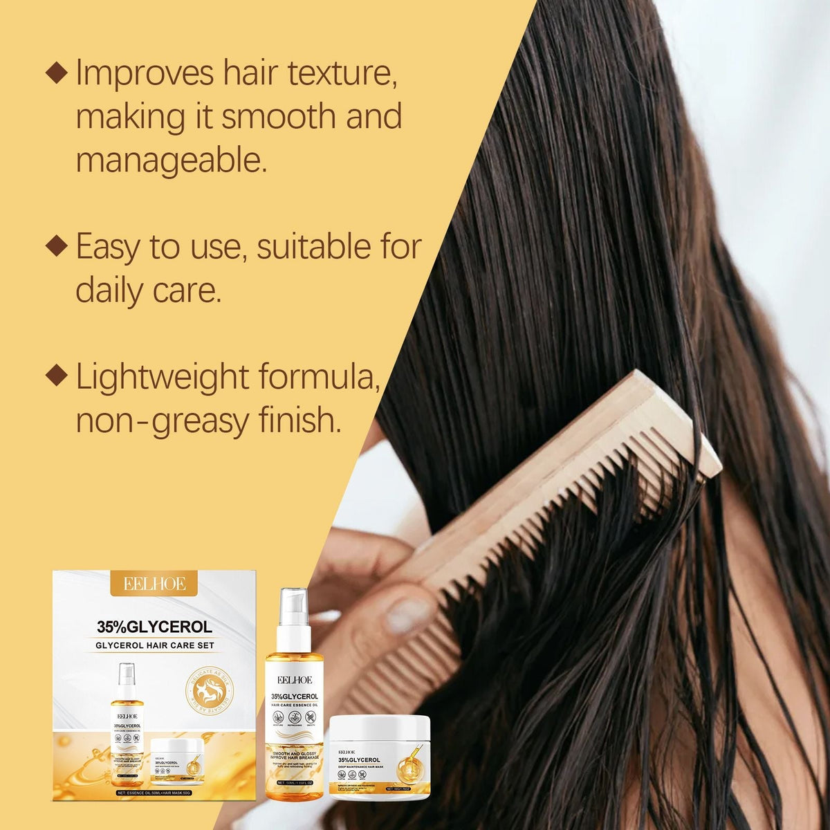 EELHOE Glicerina Nutritiva para el Cuidado del Cabello, Set para Reparar el Cabello Seco y para la Hidratación del Cabello